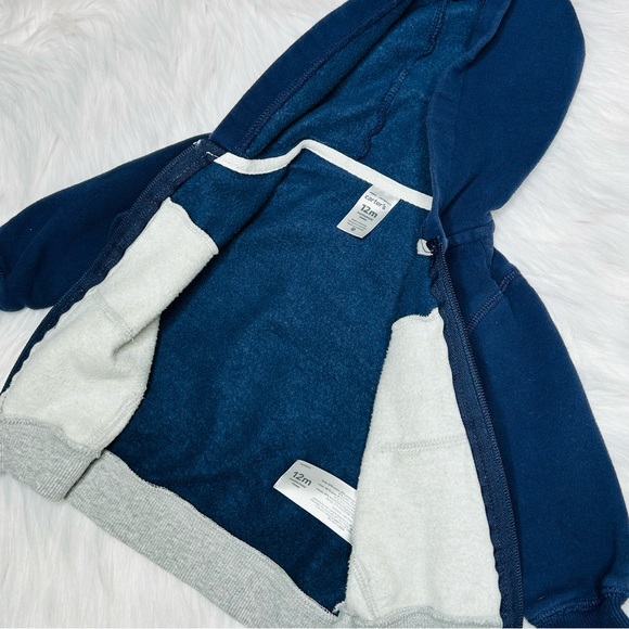 3/$12 Gray & Navy Blue Zip Up Hooded Jacket - Picture 3 of 5